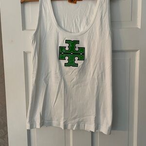 Tory Burch white logo tank xl top